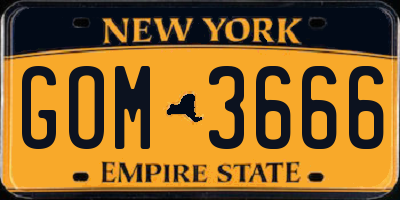 NY license plate GOM3666