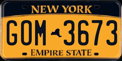 NY license plate GOM3673