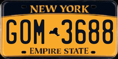NY license plate GOM3688
