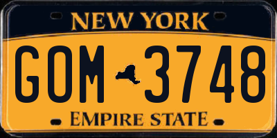 NY license plate GOM3748
