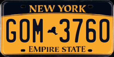 NY license plate GOM3760