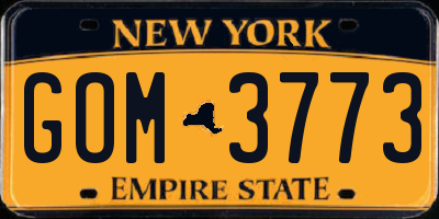 NY license plate GOM3773