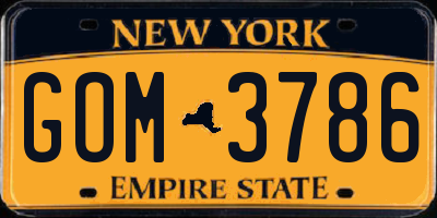 NY license plate GOM3786