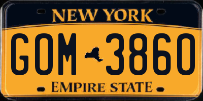 NY license plate GOM3860