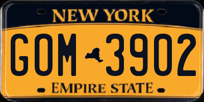 NY license plate GOM3902