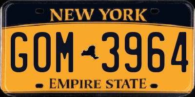 NY license plate GOM3964