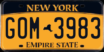 NY license plate GOM3983