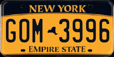 NY license plate GOM3996