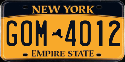 NY license plate GOM4012