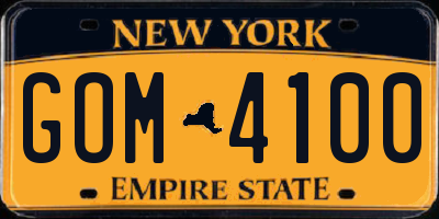 NY license plate GOM4100