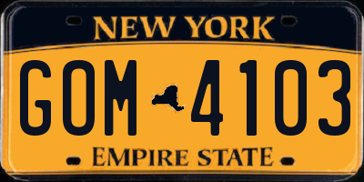NY license plate GOM4103