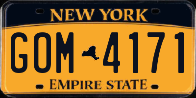 NY license plate GOM4171