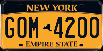 NY license plate GOM4200