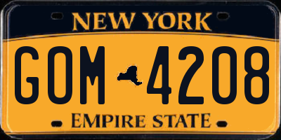 NY license plate GOM4208
