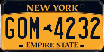 NY license plate GOM4232