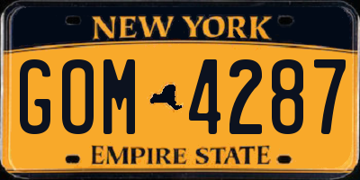 NY license plate GOM4287