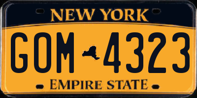 NY license plate GOM4323