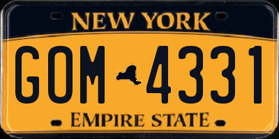 NY license plate GOM4331