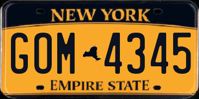 NY license plate GOM4345
