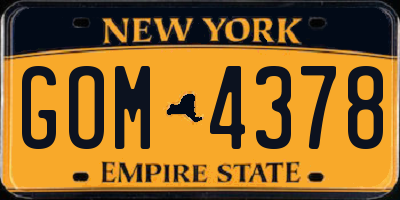 NY license plate GOM4378