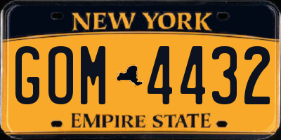 NY license plate GOM4432