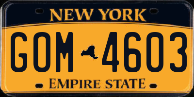 NY license plate GOM4603