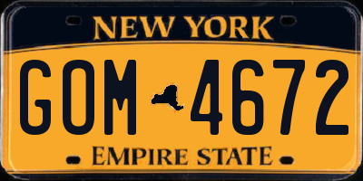 NY license plate GOM4672