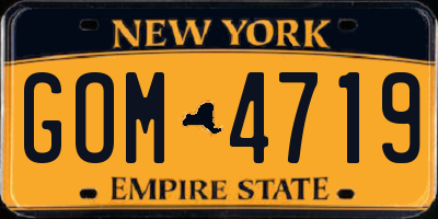 NY license plate GOM4719