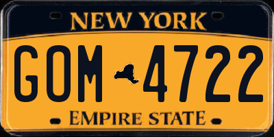 NY license plate GOM4722