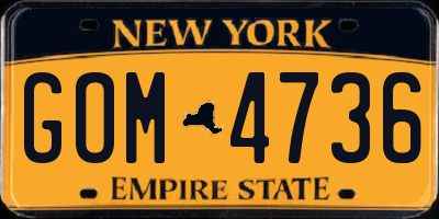 NY license plate GOM4736