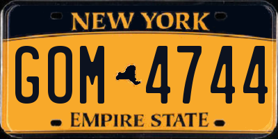 NY license plate GOM4744