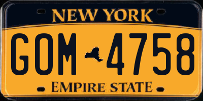 NY license plate GOM4758