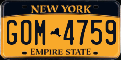NY license plate GOM4759