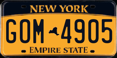 NY license plate GOM4905