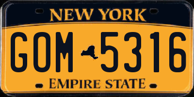 NY license plate GOM5316