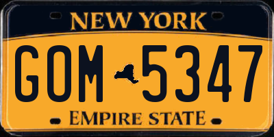NY license plate GOM5347