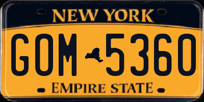 NY license plate GOM5360