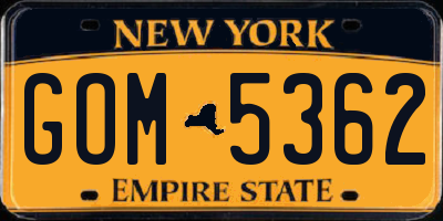 NY license plate GOM5362