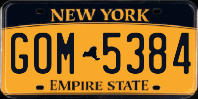 NY license plate GOM5384