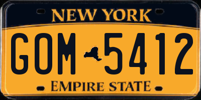 NY license plate GOM5412