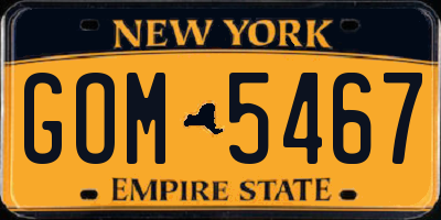 NY license plate GOM5467