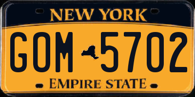 NY license plate GOM5702