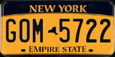 NY license plate GOM5722