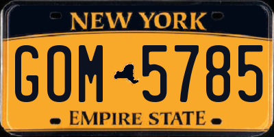 NY license plate GOM5785