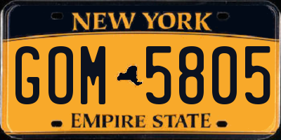 NY license plate GOM5805