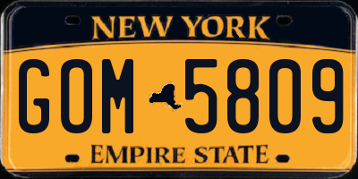 NY license plate GOM5809