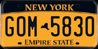 NY license plate GOM5830