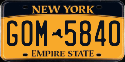 NY license plate GOM5840