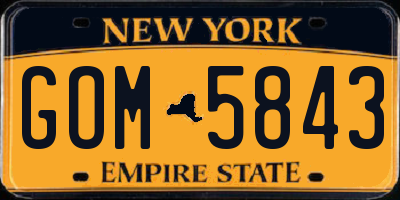 NY license plate GOM5843