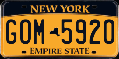 NY license plate GOM5920